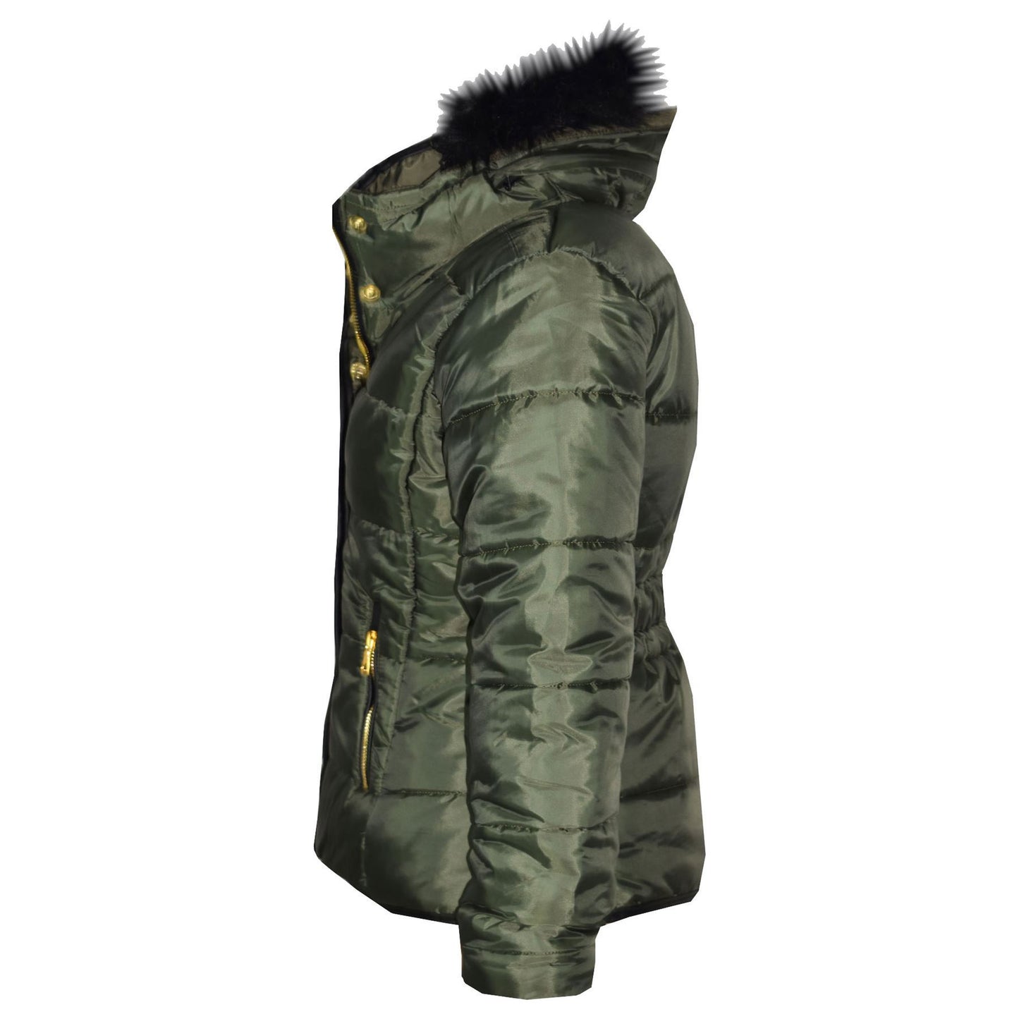 Kids  Girls Padded Puffer Quilted Coat Faux Fur Collar For  Girls Age 3-13 Years
