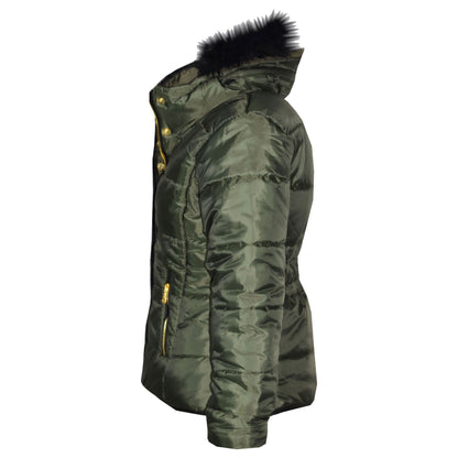 Kids  Girls Padded Puffer Quilted Coat Faux Fur Collar For  Girls Age 3-13 Years