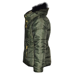 Kids  Girls Padded Puffer Quilted Coat Faux Fur Collar For  Girls Age 3-13 Years