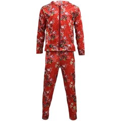 Girls Jogging Suit Floral Print Zip Up Velour Set Top Bottom Outfit Clothing Set