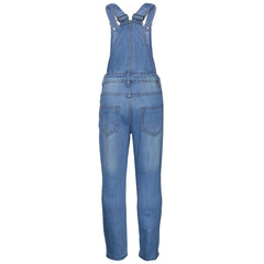 Kids Girls Denim Dungaree Knee Ripped Jeans Overall All In One Jumpsuit