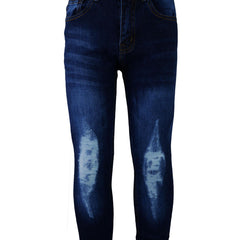 Kids Boys Stretchy Jeans Knee Ripped Denim Skinny Bikers Pants Slim Trouser 5-13