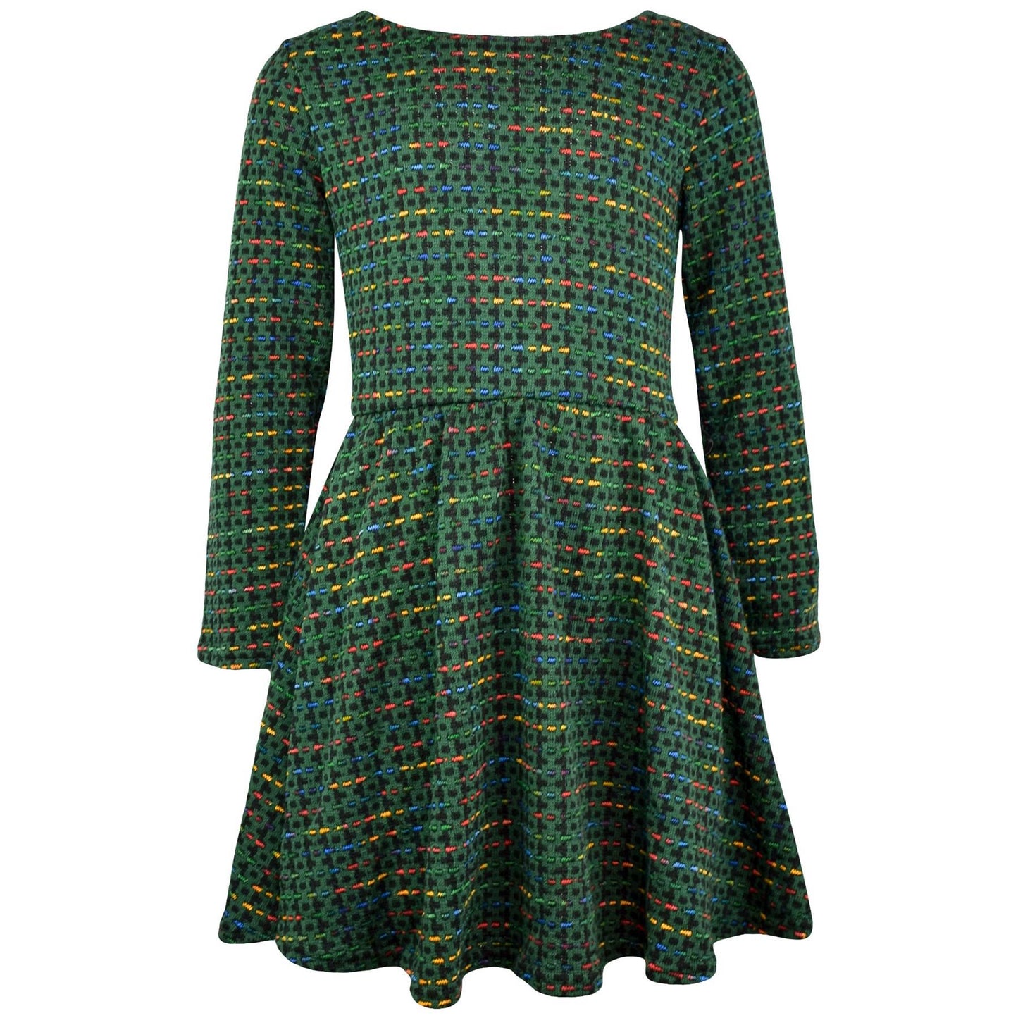 Kids Girls Skater Dress Long Sleeve Tweed Texture Flared Party Summer Dresses