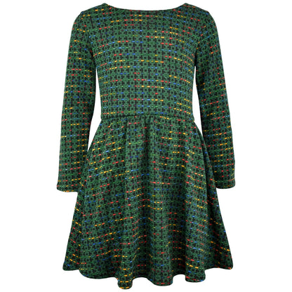 Kids Girls Skater Dress Long Sleeve Tweed Texture Flared Party Summer Dresses