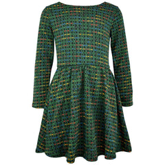 Kids Girls Skater Dress Long Sleeve Tweed Texture Flared Party Summer Dresses