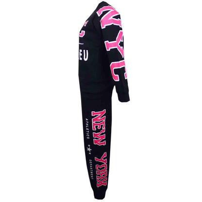 KIDS GIRLS TRACKSUIT NYC NEW YORK STYLISH JOG SUIT HOODIE BOTTOM JACKET JOGGERS