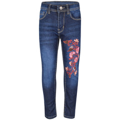 Kids Girls Jeans Embroidered Denim Comfort Stretchy Skinny Pants Age 5-13 Years
