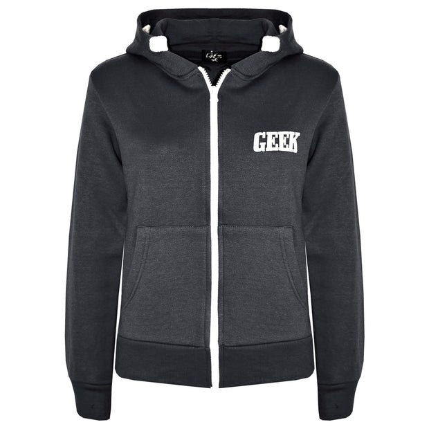 Kids Boys Girls Unisex Jackets Geek Print Fleece Zipper Hooded Hoodie Top Jacket