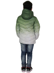 Kids Boys Hooded Jackets 3D Two Tone Fade Gradient Padded Warm Thick School Coat