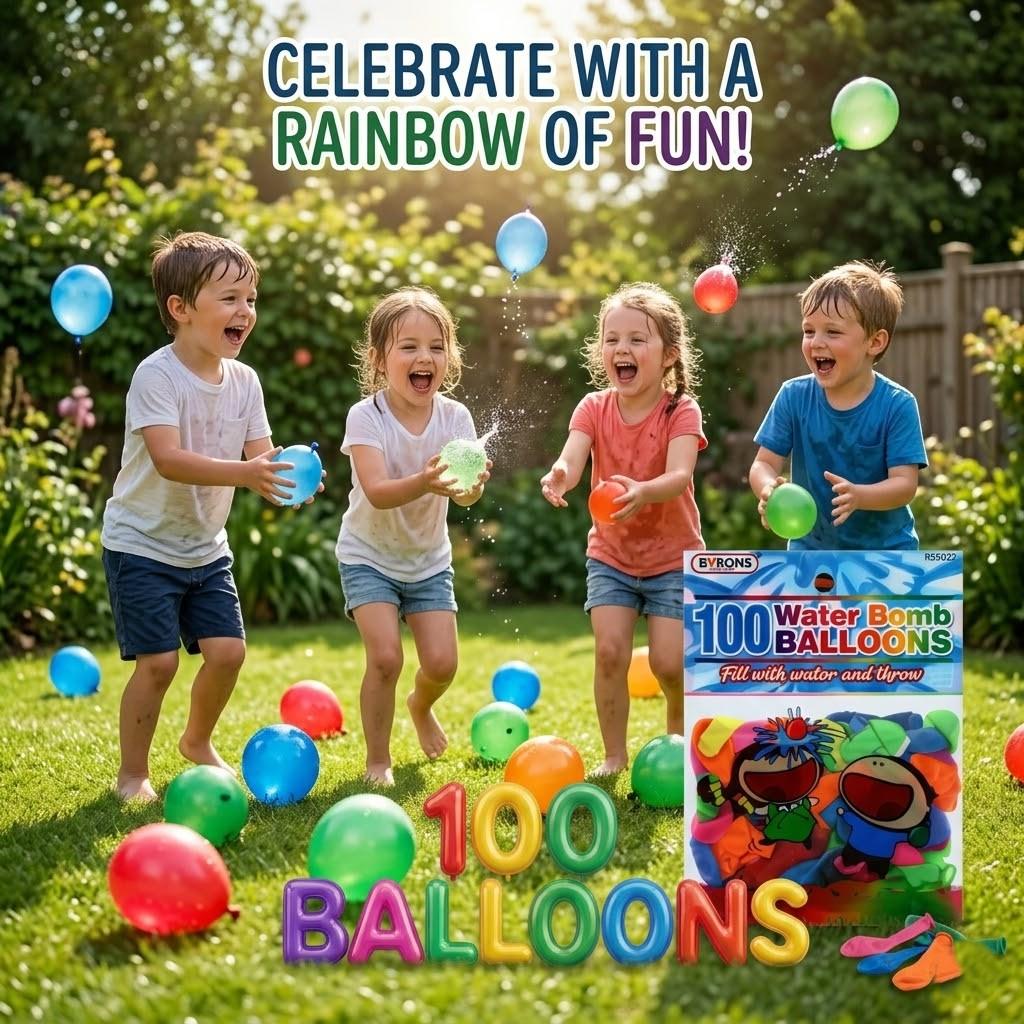 A2Z 100 Water Bomb Balloons Multipack Colourful Latex Water Balloons for Outdoor