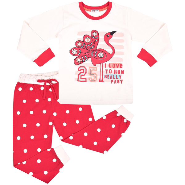 Kids Girls Flamingo Print Pyjamas Children PJs 2 Piece Cotton Set Nightwear 2-13