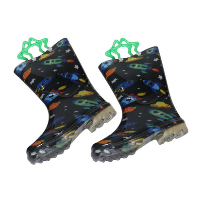 A2Z 4 Kids Boys Girls Wellington Boots Space Rocket Wellies PVC Waterproof Shoes