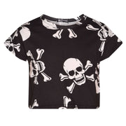 A2Z 4 Kids Girls Tops Kids Designer's Skull Cross Bones Print Crop Top & Legging Set Halloween Outfit Age 5 6 7 8 9 10 11 12 13 Years - A2Z 4 Kids