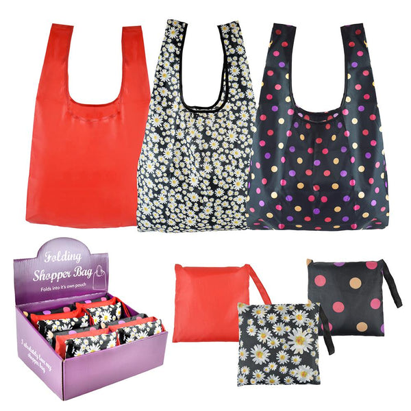 Foldable Plastic Shopping Tote Bags Washable Reusable Pack Of 3 Water Resistant