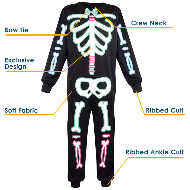 A2Z 4 Kids Boys Skeleton Attire With Bow Tie Halloween Cosplay Onesie For Trick Or Treating - A2Z 4 Kids