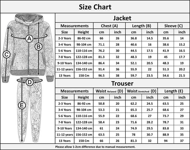 Kids Tracksuit Boys Girls Designer's Camouflage Jogging Suit Top Bottom 5-13 Yr