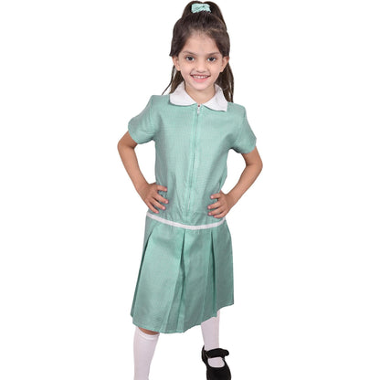 Kids Girls Gingham School Dress Zip Up Check Dresses With Matching Scrunchies