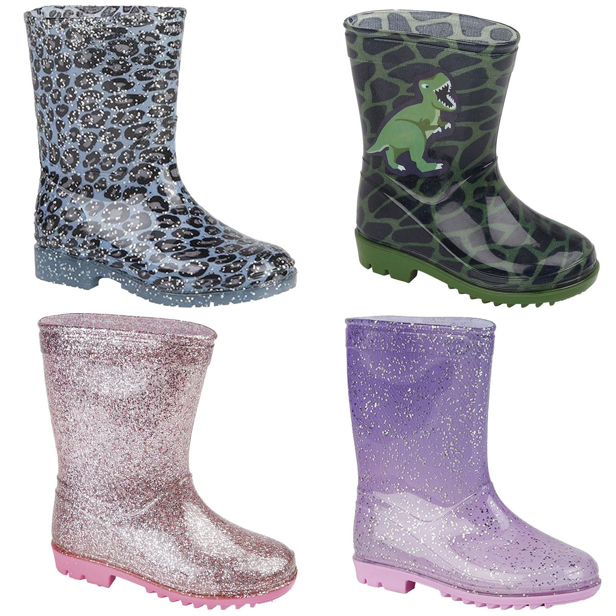 Kids Girls Anti-Skid Waterproof Rubber Wellies Lightweight Kids Wellington Boots