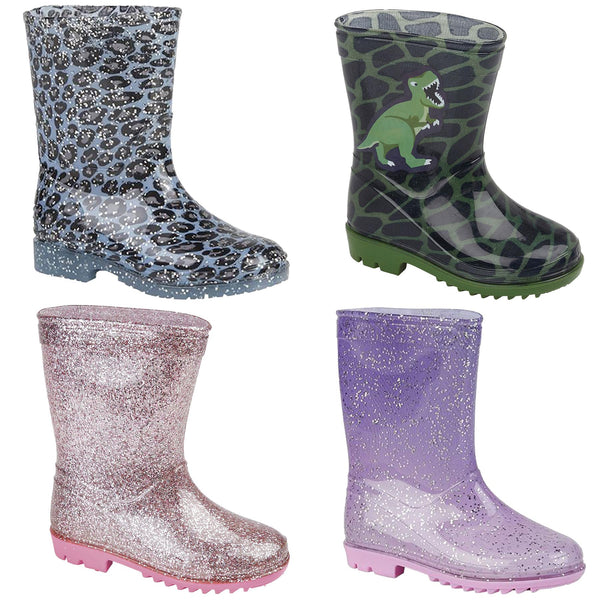 Kids Girls Anti-Skid Waterproof Rubber Wellies Lightweight Kids Wellington Boots