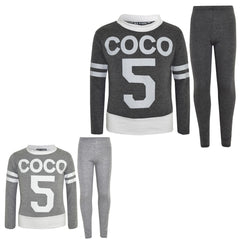 Girls Top Kids COCO 5 Print Trendy Crop Top & Fashion Legging Set Age 7-13 Years