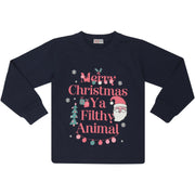 A2Z 4 Kids Girls Christmas Pyjamas Children PJs 2 Piece Festive Set Ya Filthy Animal Santa Print Navy Lounge Suit for Children Unisex Top Bottom Pyjamas Loungewear Gifts Age 2-3, 3-4, 5-6, 7-8, 9-10, 11-12 & 13 Years