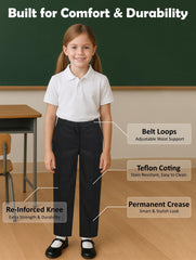 A2Z 4 Kids Girls Teens School Uniform Pant Teflon Coated Permanent Crease Pants