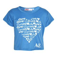 Girls Top Kids Love Print Stylish Fahsion Trendy T Shirt Crop Top Age 5-13 Years