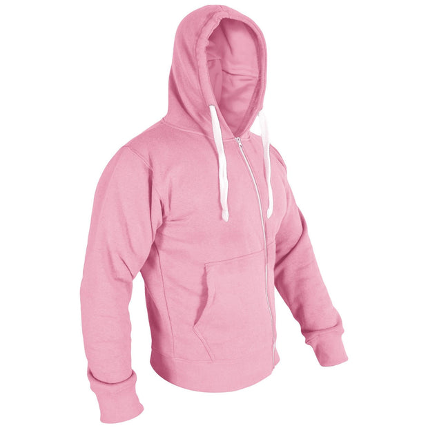 Mens Fleece Plain Zipper Hooded Long Sleeve Sweatshirt For Adults S-4XL
