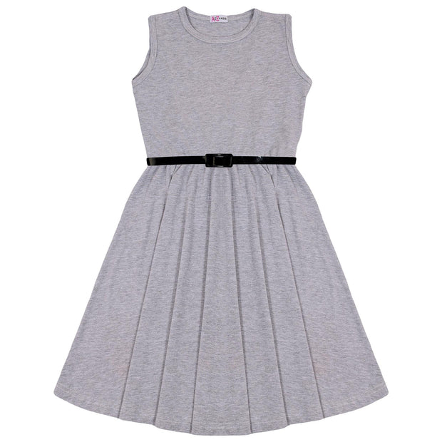 Kids Girls Skater Dress Party Dresses With Free Belt For Children New Age 2-13 - A2Z 4 Kids