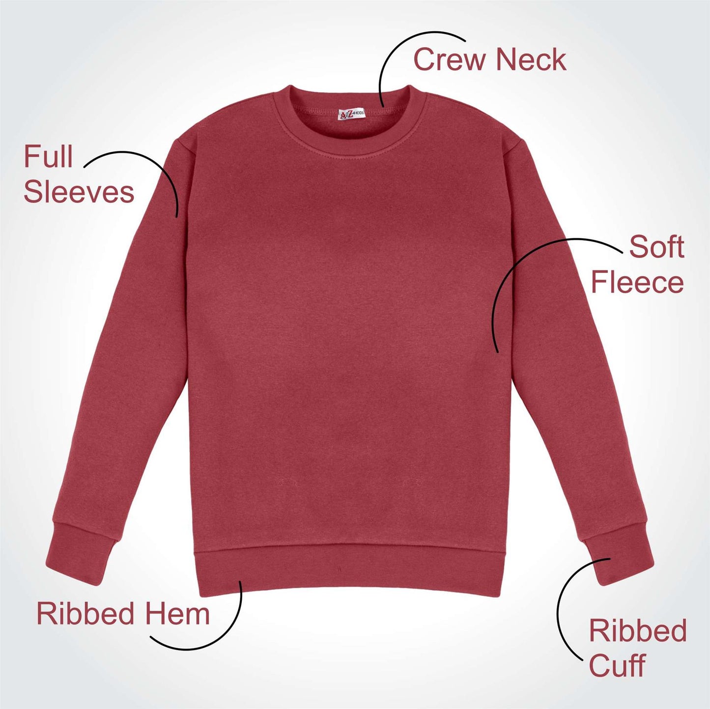 Kids Girls Boys Sweatshirt  Plain Crew Round Neck Uniform  Age 2-13 Years