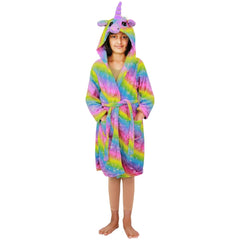 Kids Girls Unicorn Bathrobe Hooded Galaxy Xmas Cosplay Costume Soft Lounge Suit