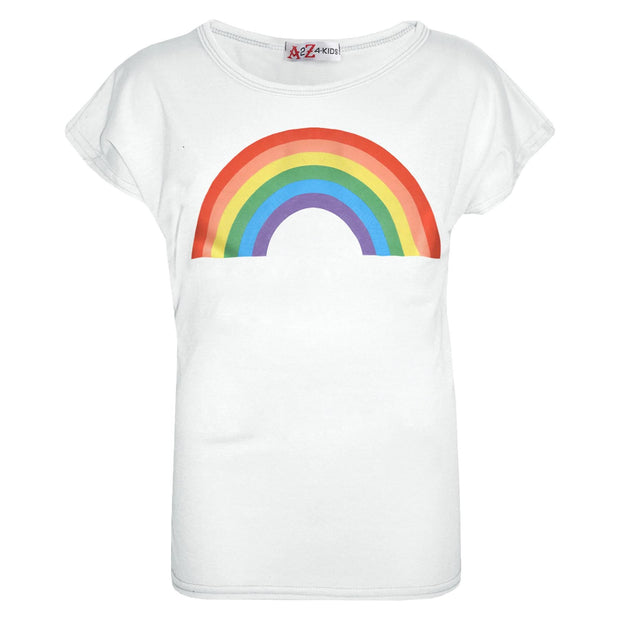 A2Z 4 Kids Girls T Shirts Rainbow Print Stylish Fahsion Trendy Summer White T Shirt Tank Top & Tees New Age 5 6 7 8 9 10 11 12 13 Years