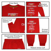 A2Z Mens Ladies 2 Piece Christmas Pyjama Set Loungewear Soft Cotton PJS Long Sleeve Red Color Top and Bottoms Xmas Gift for Unisex Matching PJS Lounge wear S/M/L/XL/2XL