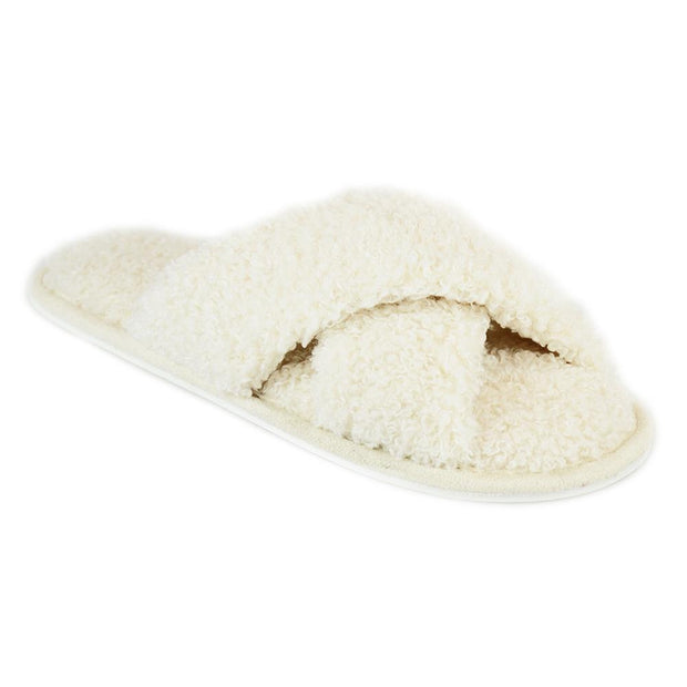 Women Crossover Slippers With Cozy Fur Memory Foam Fluffy Comfortable Sliders