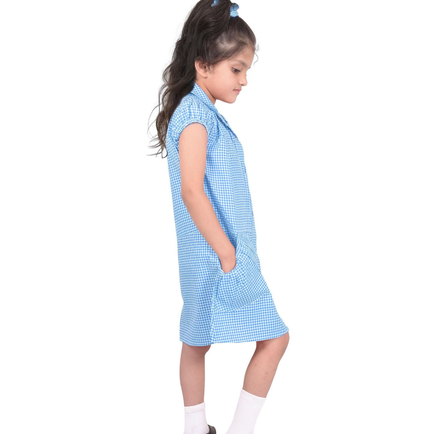 Kids Pack of 2 Girls Dress Breathable with Matching Scrunchies Age 3-14 Years