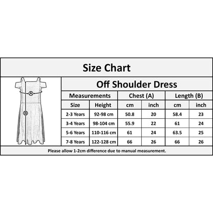 Kids Girls Off Shoulder Dress Skater Dress Sleeveless Party Dress Casual 2-8 Yrs