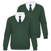 Kids Girls Boys Scouts School Uniform V Neck Jumper Single & 2 Pack Sweatshirt