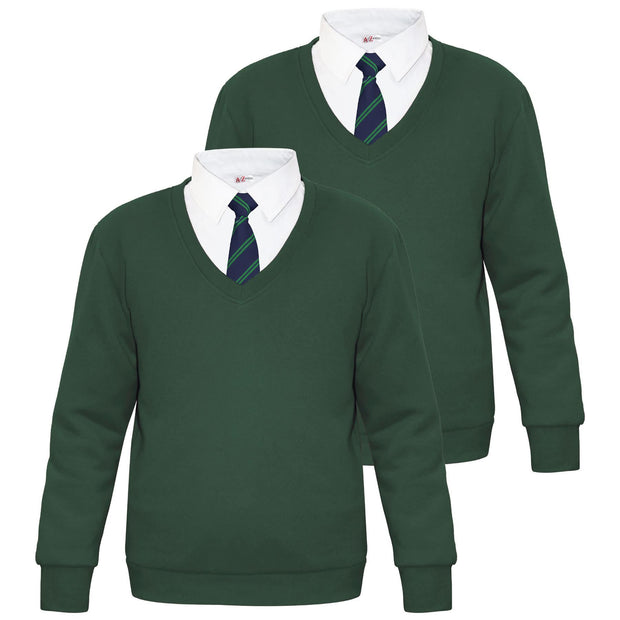 Kids Girls Boys Scouts School Uniform V Neck Jumper Single & 2 Pack Sweatshirt