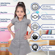 Girls Uniform School Dress Gingham Check Printed Dress With Matching Scrunchies - A2Z 4 Kids