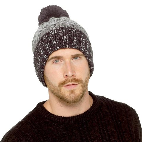 A2Z Mens Hat Twister Yarn Cable knitted Pom Pom Beanies Hats Warm Winter Caps