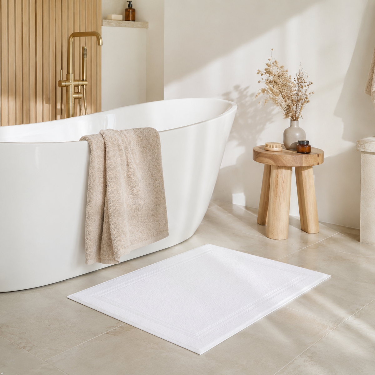 A2Z White Hotel Bath Mat Soft Absorbent Cotton Bathroom Floor Mat