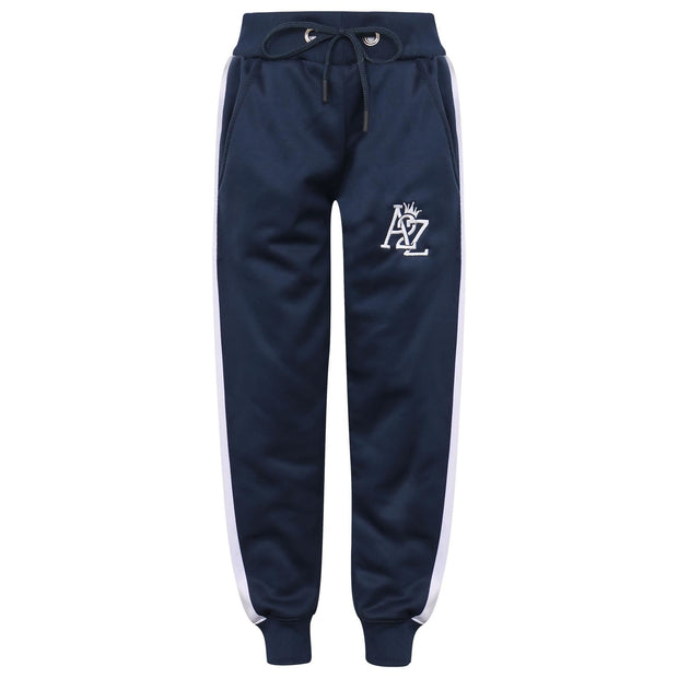 A2Z 4 Kids Girls Boys Unisex Tracksuit A2Z Embroidered Contrast Panelled Navy Fleece Hooded Hoodie Top Bottom School PE Jogging Suit Joggers