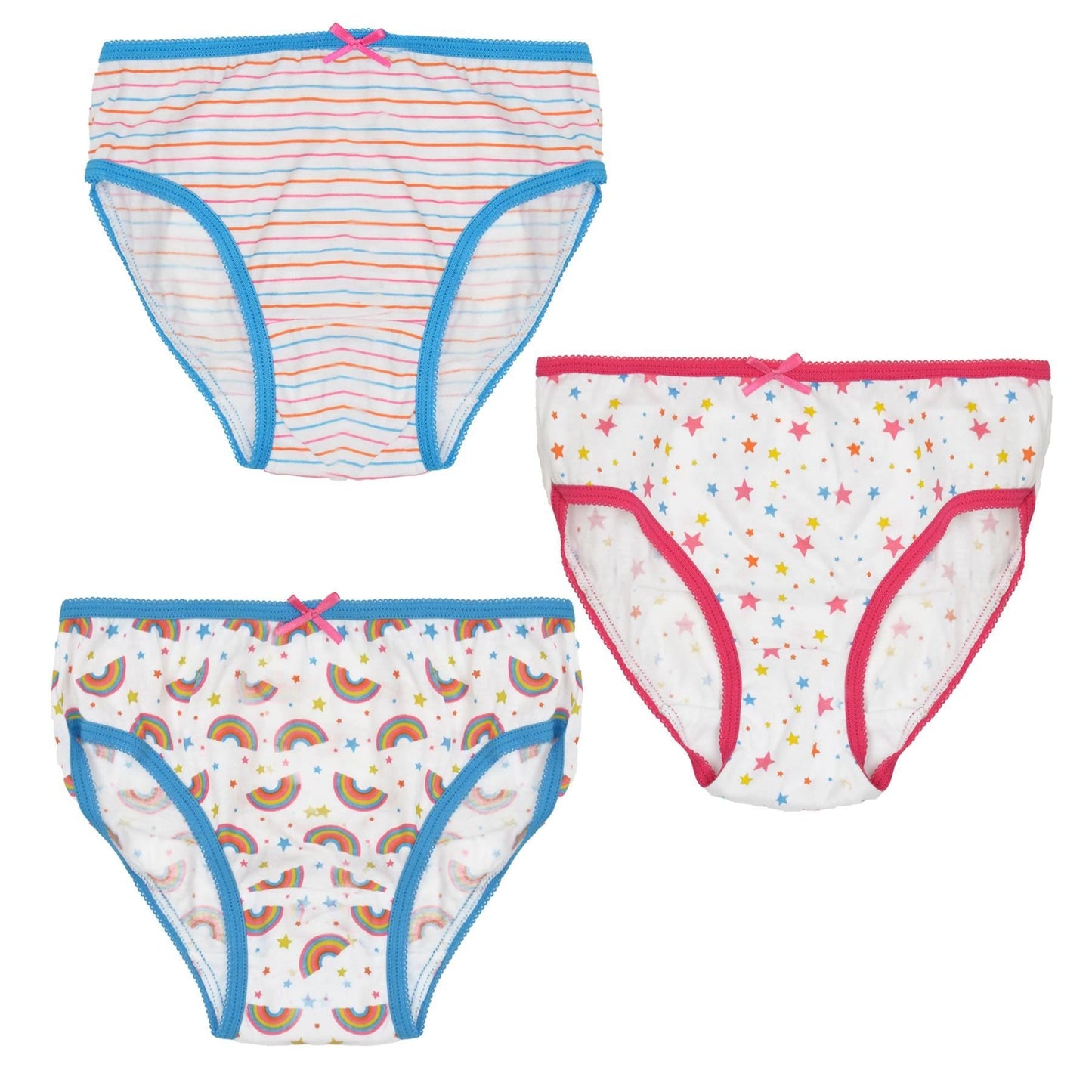 A2Z 4 Kids Girls Underwear Pack of 3 Adjustable Waist Cotton Mix Briefs Knickers