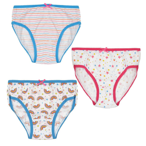 A2Z 4 Kids Girls Underwear Pack of 3 Adjustable Waist Cotton Mix Briefs Knickers