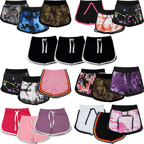 Kids Girls Shorts Contrast Athletic Gym Wear Dance Sports Summer Hot Short Pants
