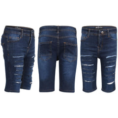 Kids Boys Girls Ripped Denim Shorts Comfort Stretch Skinny Pants Trousers Shorts