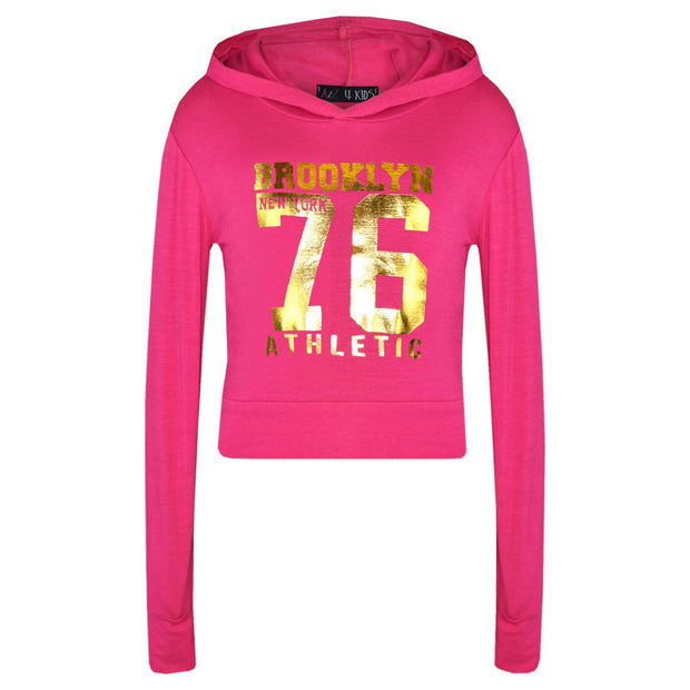 Girls Tops Kids Brooklyn 76 Hooded Crop Top & Legging Lounge Wear Set 7-13 Years