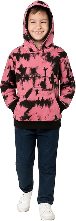 Girls Boy Plain & Tie Dye Print Sweatshirt Pullover Hooded Jumper PE School Coat
