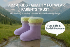 A2Z 4 Kids Girls Warm Rain Boots Lilac Rainbow Faux Fur Lined Waterproof Wellies