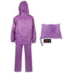 Kids Boys Girls Waterproof Hooded Rain Suit Jacket & Pants Set with Bag 3-14 Yrs